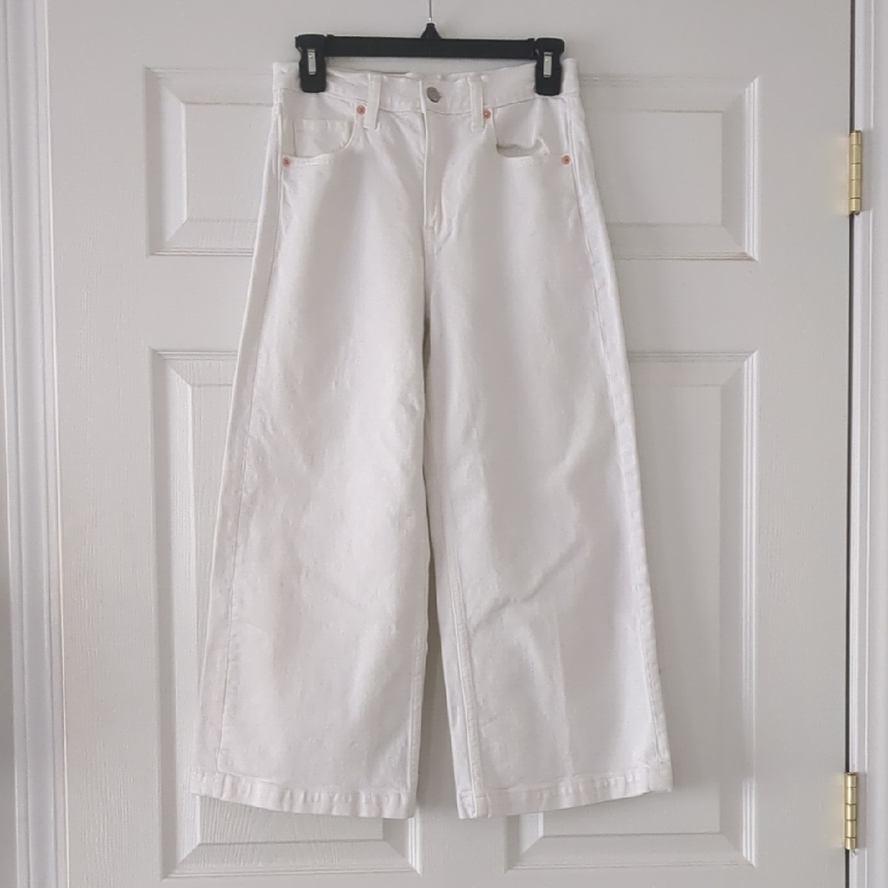Gap White Wide-Leg Women's Jeans | High Rise Stride Ankle | 26S/2P